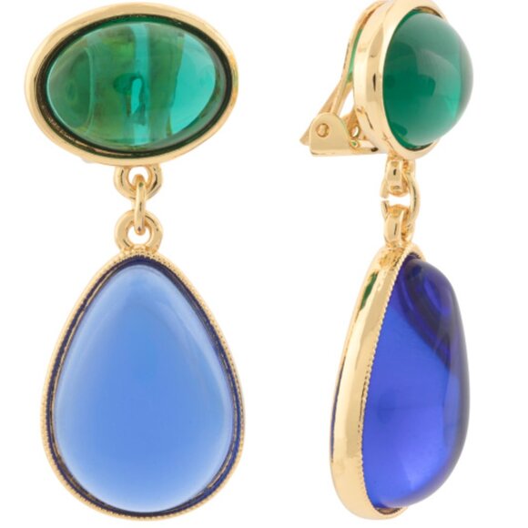 Ben Amun 24K GOLD PLATED GEM DROP EARRINGS - Picture 1 of 2